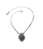 Mariana Necklace Pendant Beaded Heart Shape Turquoise Mineral My Treasures Coll.