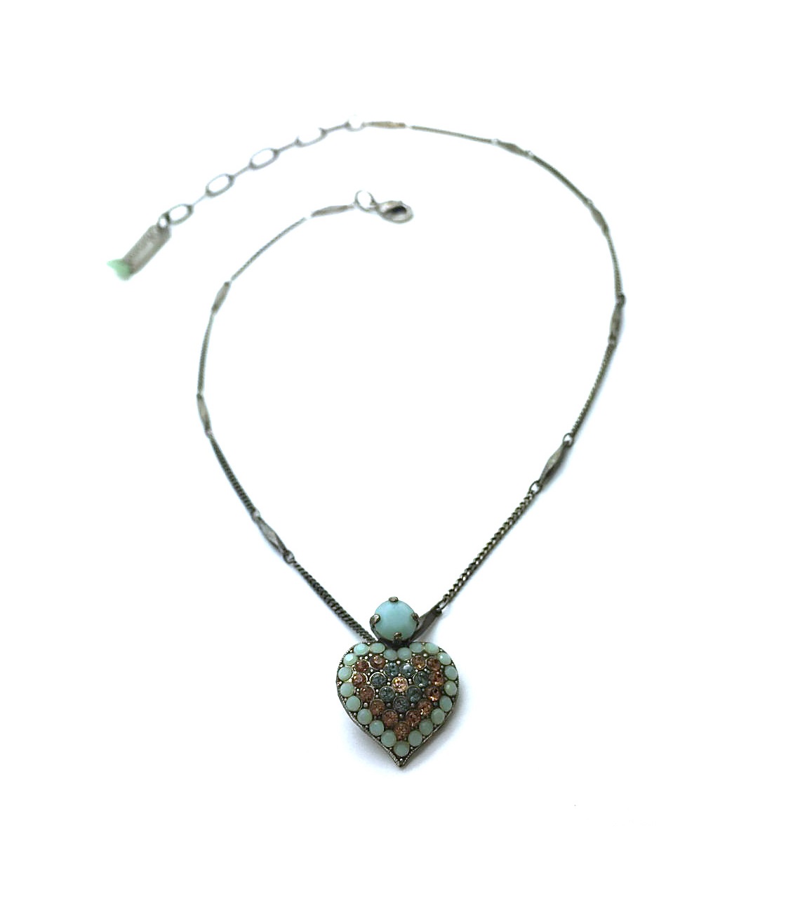 N-5097-M812-SP (1) Mariana Necklace Pendant Beaded Heart Shape Turquoise Mineral My Treasures Coll. - Image 1