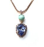 Mariana Necklace Pendant Turquoise & Purple Pair Shape Crystal  RG Plated St Lucia Caribbean Life Coll. - Image 3