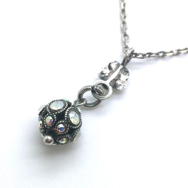 Mariana Necklace Dainty Butterfly & Round Pendant Beaded Crystal Swarovski On A Clear Day Sweet Summer Coll.