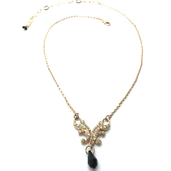 Mariana Necklace Pendant Detailed Butterfly Shape & Jet Black Crystal Swarovski Black Orchid Botanica Coll.