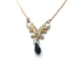 Mariana Necklace Pendant Detailed Butterfly Shape & Jet Black Crystal Swarovski Black Orchid Botanica Coll. - Image 2