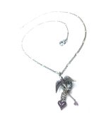 Necklace Pendant By Mariana Woman Intricate Charms and Love Bird Amethyst Swarovski Crystals - Image 3