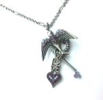 Necklace Pendant By Mariana Woman Intricate Charms and Love Bird Amethyst Swarovski Crystals - Image 2