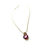 Mariana Pendant Necklace Oval Shape Fuchsia & Green Austrian Crystals My Treasures Coll.