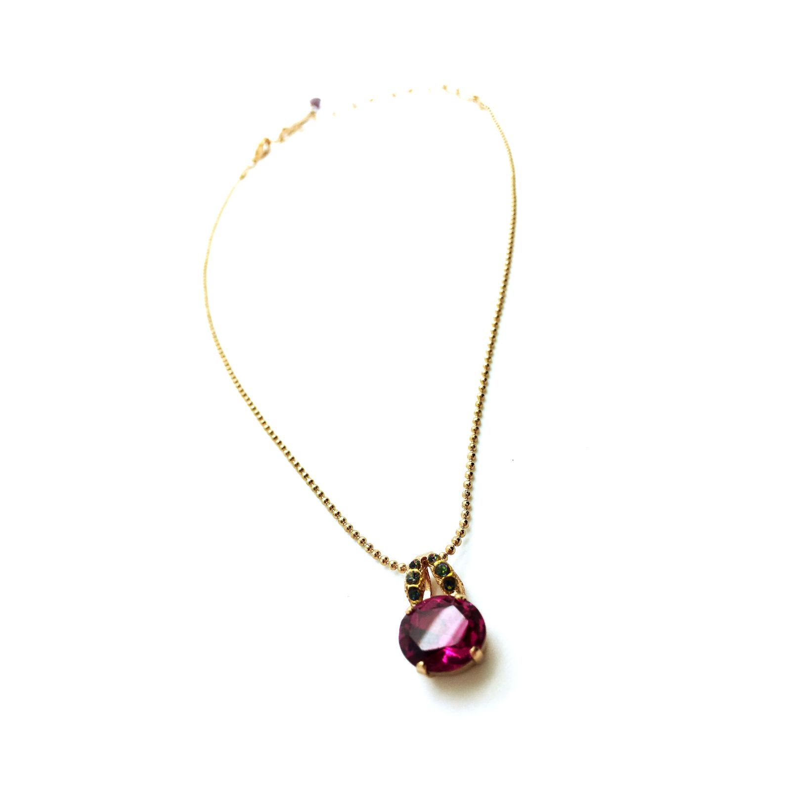 N-5323-502-RG (6) Mariana Pendant Necklace Oval Shape Fuchsia & Green Austrian Crystals My Treasures Coll. - Image 1