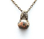 Mariana Pendant Necklace Oval Shape Leopard Ckine Agate Mineral & Swarovski Crystals My Treasures Coll. - Image 3
