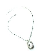 Mariana Pendant Necklace Lovely Rectangular Clear Austrian Crystals On A Clear Day Sweet Summer Coll. RO Plated