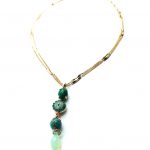 Mariana Pendant Necklace Malachite Mineral & Peridot,Blue Zircon,Opal Swarovski Crystals Congo Africa Coll.