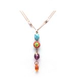 Mariana Pendant Necklace Turquoise Mineral & Orange, Purple, Yellow Swarovski Crystals Masai Africa Coll. - Image 3