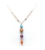 Mariana Pendant Necklace Turquoise Mineral & Orange, Purple, Yellow Swarovski Crystals Masai Africa Coll. - Image 2