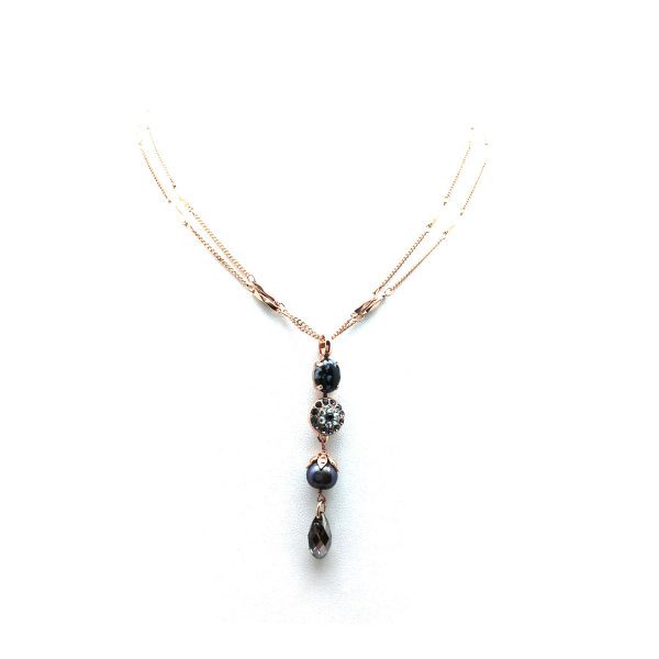Mariana Pendant Necklace Pyrite Mineral & Clear, Silver, Grey,Black Swarovski Crystals Zulu Africa Coll.