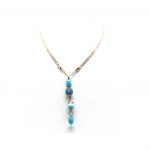 Mariana Pendant Necklace Turquoise Mineral & Aquamarine, Aqua Swarovski Crystals Zambezi Africa Coll.