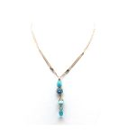 Mariana Pendant Necklace Turquoise Mineral & Aquamarine, Aqua Swarovski Crystals Zambezi Africa Coll. - Image 2