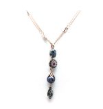 Mariana Pendant Necklace Snowflake Obsidian & Rose & Sapphire Swarovski Crystals Serengeti Africa Coll. - Image 3
