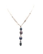 Mariana Pendant Necklace Snowflake Obsidian & Rose & Sapphire Swarovski Crystals Serengeti Africa Coll.