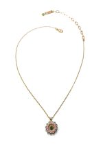Pendant Necklace By Mariana Woman Flower Shape Rose and Sapphire Swarovski Crystals - Image 2