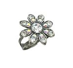 Ring By Mariana Woman Adjustable Flower Shape AB and Clear Swarovski Crystals