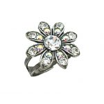 Ring By Mariana Woman Adjustable Flower Shape AB and Clear Swarovski Crystals