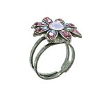 Mariana Ring Gorgeous Flower Shape Rose, AB & White Opal Austrian Crystal My Treasures Coll.