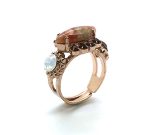 Ring By Mariana Woman Precious Unikite Mineral and White Opal Swarovski Crystals