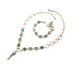 Jewelry Set By Mariana Woman Bracelet and Necklace Turquoise Mineral and Swarovski Crystals - Image 2