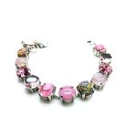 Bracelet By Mariana Woman Beautiful Pink, Rose and Mix Color Swarovski Crystals