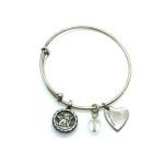 Mariana Bracelet Bangle Guardian Angel, Heart Charms & Clear Austrian Crystals On A Clear Day Sweet Summer Coll. - Image 3