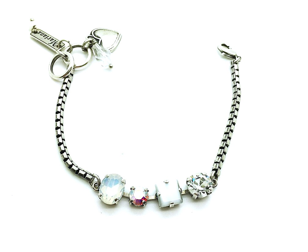 B-4905-001-SP (2) Mariana Bracelet Brilliant Clear, White Alabaster, AB & White Opal Crystal Austrian On A Clear Day Sweet Summer Coll. - Image 1