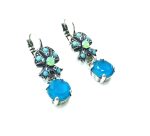 Earrings By Mariana Woman Finely Ribbon Beaded Turquoise and Chrysolite Opal Swarovski Crystals - Image 3