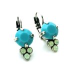 Earrings By Mariana Woman Beautiful Round Turquoise and White Opal Swarovski Crystals - Image 3