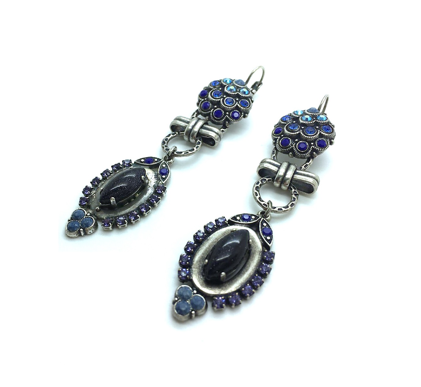 E-1028-1-M1026-SP6 (3) Mariana Earrings Fashionable Dangling Blue Goldstone Mineral Electra Odyssey Coll. - Image 1