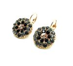Mariana Earrings Floral Beaded Jet, Black Diamond & Rose Austrian Crystals Black Velvet Songbook Coll. - Image 2