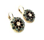 Mariana Earrings Floral Beaded Jet, Black Diamond & Rose Austrian Crystals Black Velvet Songbook Coll. - Image 3