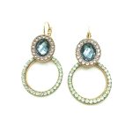 Mariana Earrings Round Pink, Chrysolite & Faceted Sapphire Austrian Crystals California Dreaming Songbook Coll.