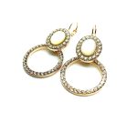 Mariana Earrings Elegant Round White Turquoise Mineral & Champagne Austrian Crystals Champagne and Caviar Nirvana Coll. - Image 2