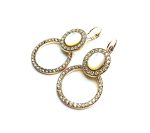 Mariana Earrings Elegant Round White Turquoise Mineral & Champagne Austrian Crystals Champagne and Caviar Nirvana Coll. - Image 3