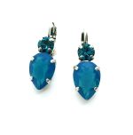 Mariana Earrings Pear Shape Caribbean Blue Opal & Blue Quartz Austrian Crystals Blue Lagoon Paradise Coll. - Image 2