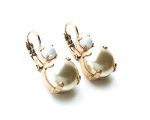 Mariana Earrings Perfect Round Shape Cream Pearl & White Swarovski Crystals My Treasures Coll. - Image 3