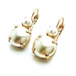 Mariana Earrings Perfect Round Shape Cream Pearl & White Swarovski Crystals My Treasures Coll. - Image 2