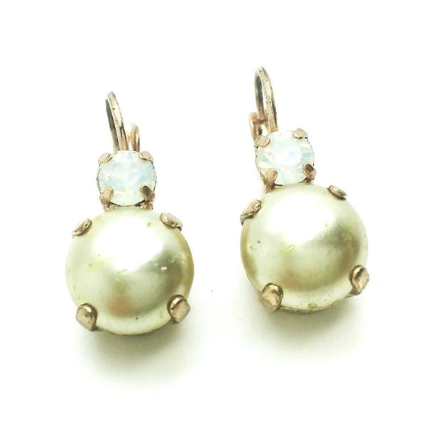 Mariana Earrings Charming Pearl Mineral & White Opal Austrian Crystals My Treasures Coll.