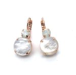 Earrings By Mariana My Treasures Coll. Glitzy Round Shell White Mineral & White Opal Austrian Crystals