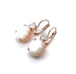 Earrings By Mariana My Treasures Coll. Glitzy Round Shell White Mineral & White Opal Austrian Crystals - Image 3