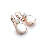 Earrings By Mariana My Treasures Coll. Glitzy Round Shell White Mineral & White Opal Austrian Crystals - Image 2