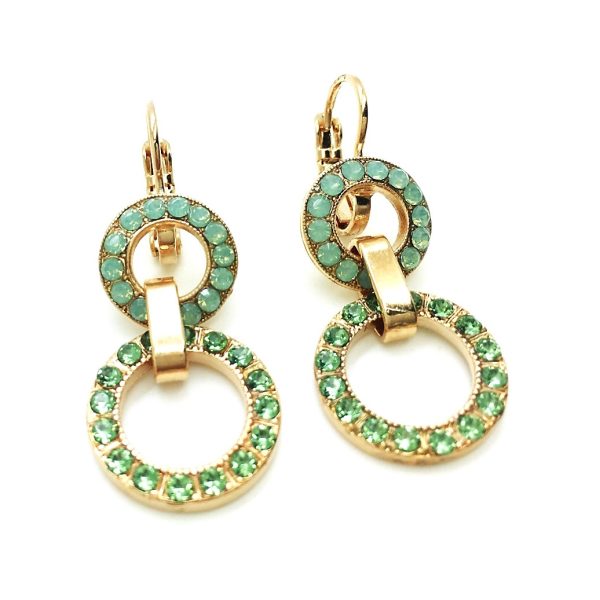 Mariana Earrings Elegant Round Beaded Peridot & Pacific Opal Crystal Swarovski Congo Africa Coll.