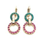 Mariana Earrings Sophisticated Round Beaded Aquamarine & Fuchsia Crystal Swarovski Masai Africa Coll. - Image 3