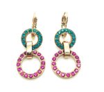 Mariana Earrings Sophisticated Round Beaded Aquamarine & Fuchsia Crystal Swarovski Masai Africa Coll.