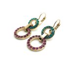 Mariana Earrings Sophisticated Round Beaded Aquamarine & Fuchsia Crystal Swarovski Masai Africa Coll. - Image 2