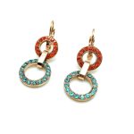 Earrings By Mariana Woman Brilliant Round Beaded Orange and Aquamarine Swarovski Crystals - Image 2