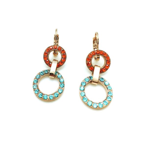 Earrings By Mariana Woman Brilliant Round Beaded Orange and Aquamarine Swarovski Crystals